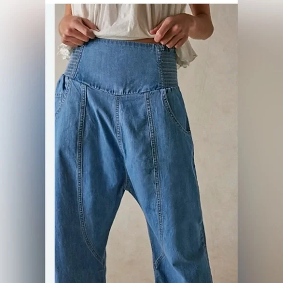 Free People We The Free Lunan Crop Harem Jeans small - Picture 2 of 5